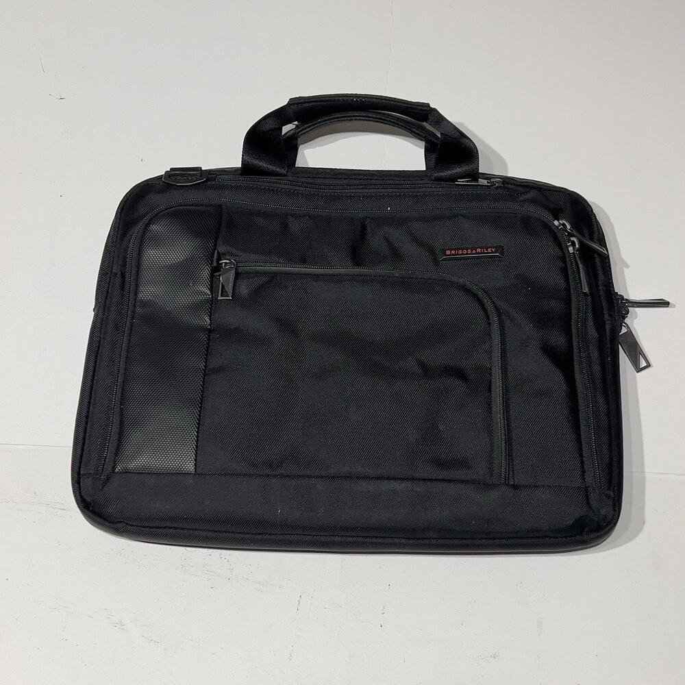 Briggs & Riley KB105-4 Black Slim Laptop Briefcase Business Travel Bag 17x12x3